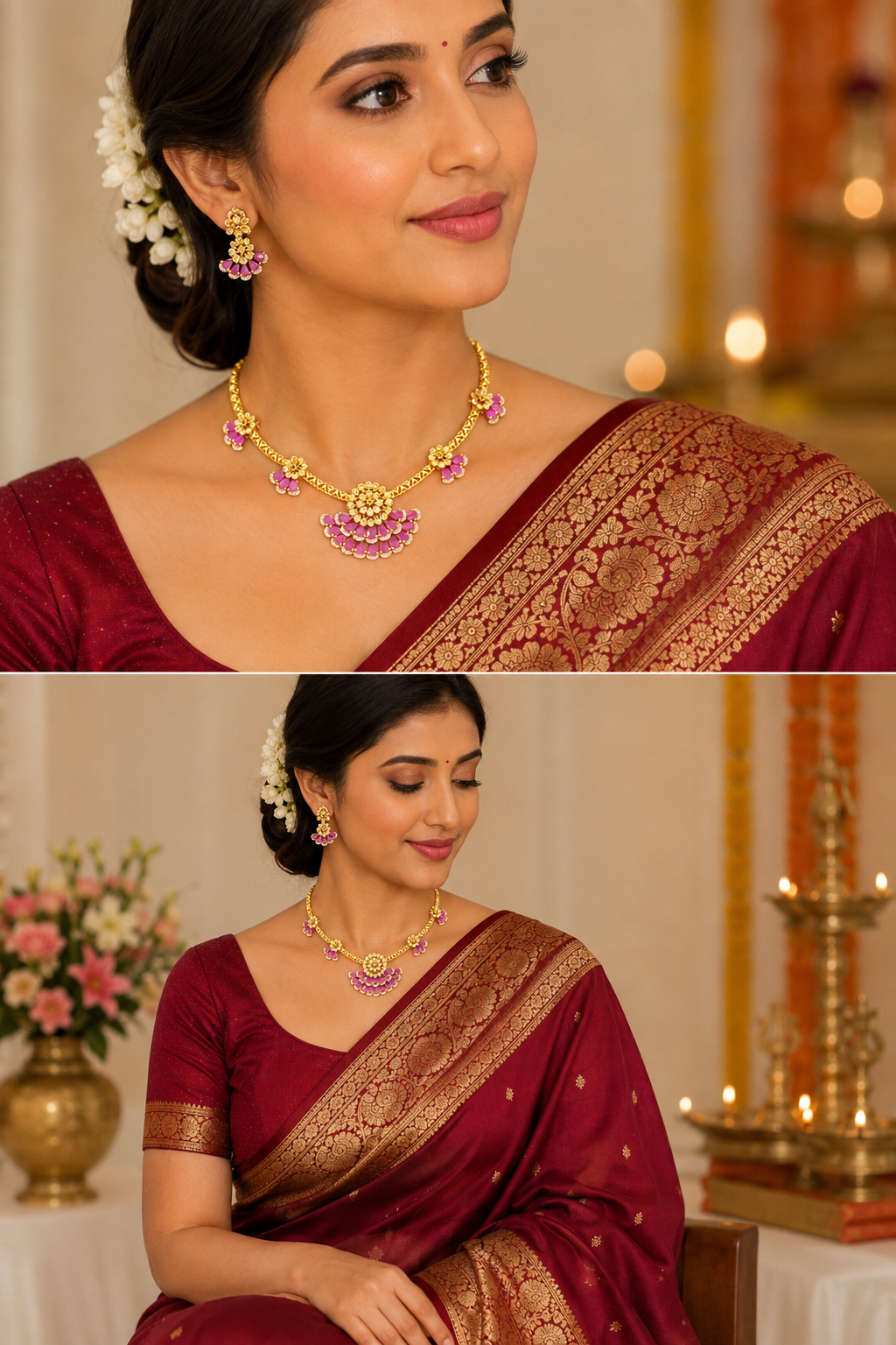 GOLD PLATED A.D KUNDAN SLEEK NECKLACE