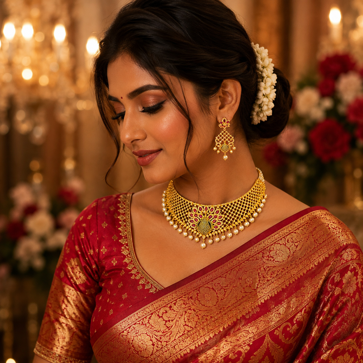 GOLD PLATED A.D PEACOCK CHOCKER SET