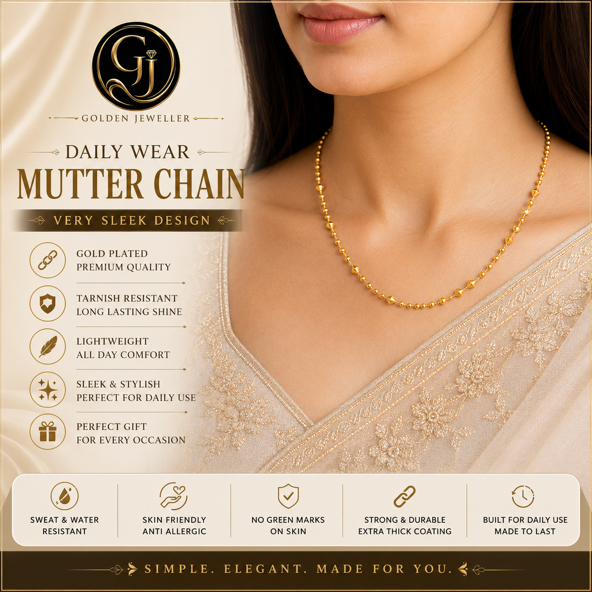 GOLD PLATED MUTTER SLEEK CHAIN