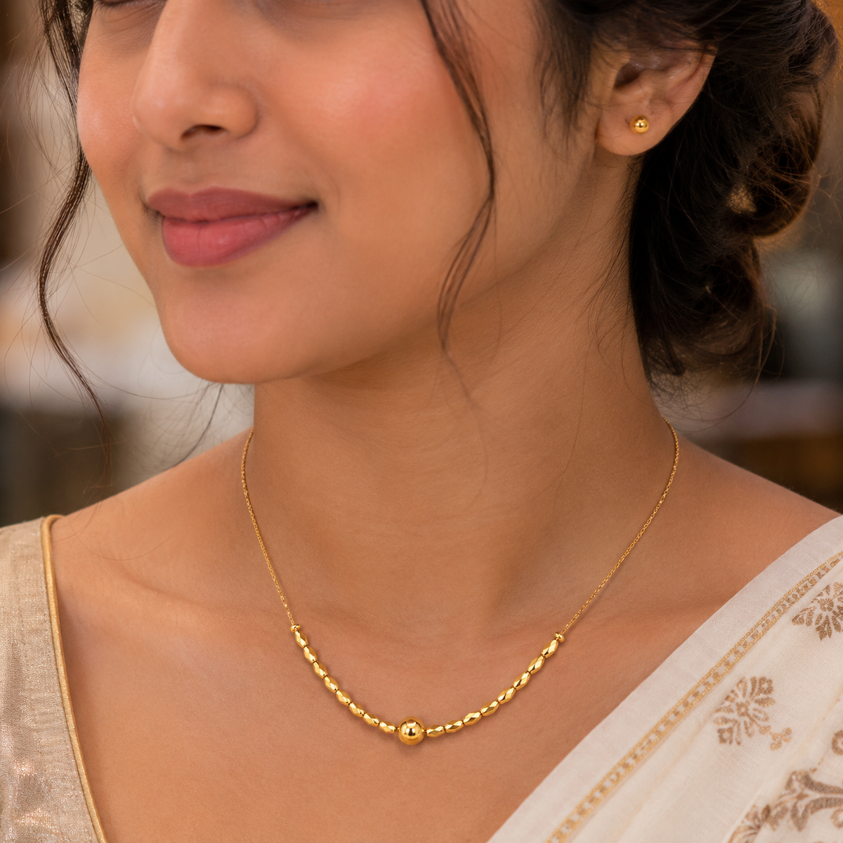 GOLD PLATED ROUND BALL SLEEK CHAIN