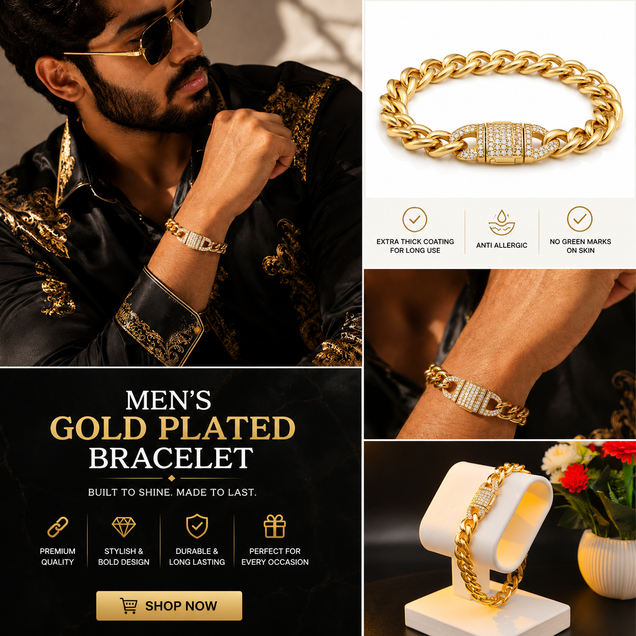 MEN'S GOLD PLATED  BRACLATE