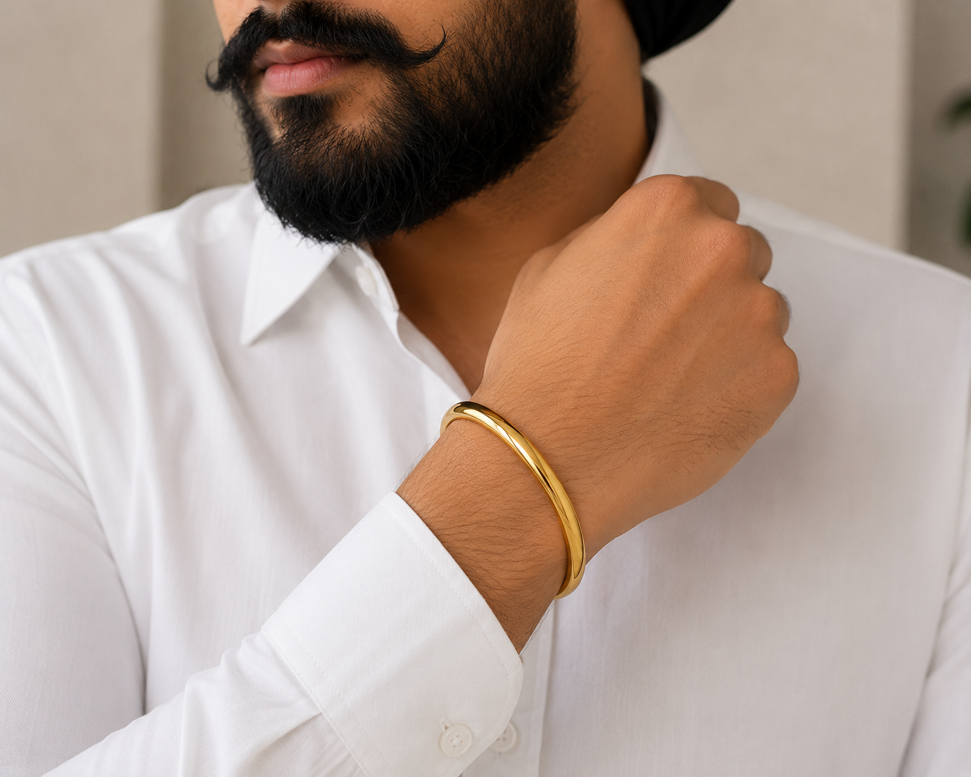 GOLD PLATED PLAIN MEN'S BRACLET (KARA)
