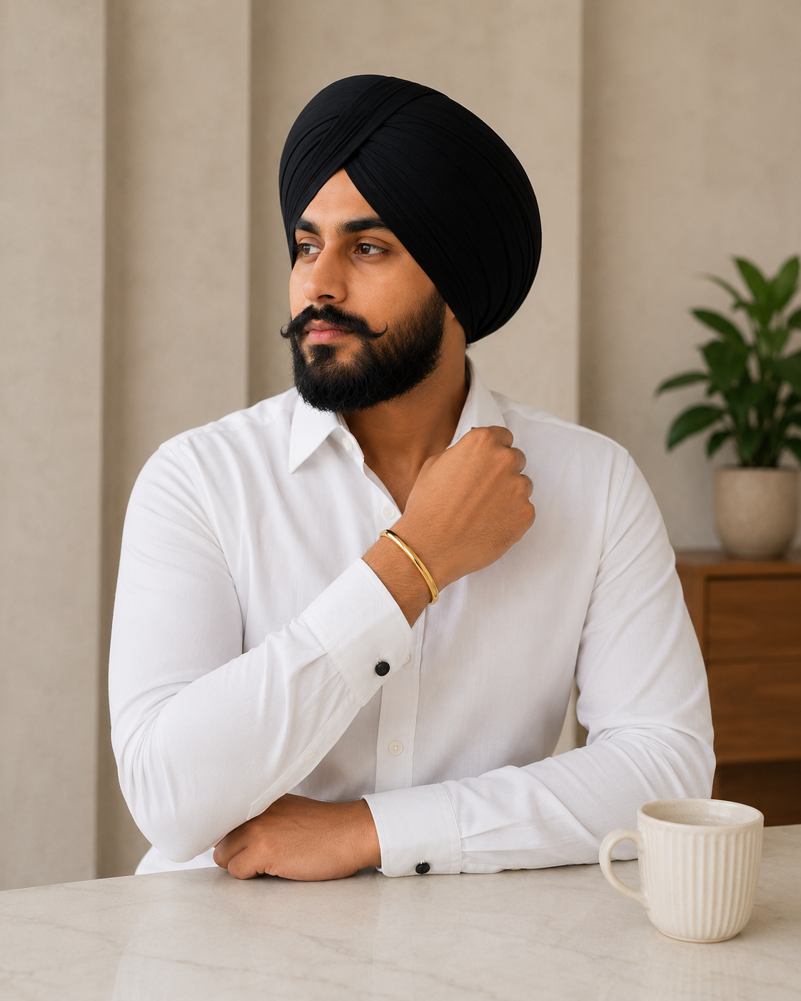 GOLD PLATED PLAIN MEN'S BRACLET (KARA)