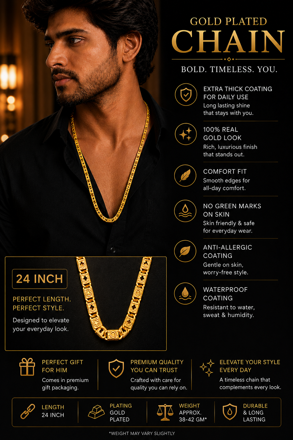 GOLD PLATED MEN'S NAWABI CHAIN