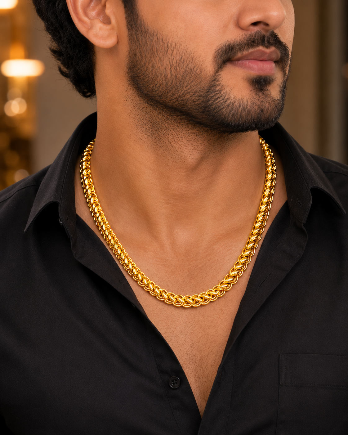 GOLD PLATED MENS LOTUS CHAIN