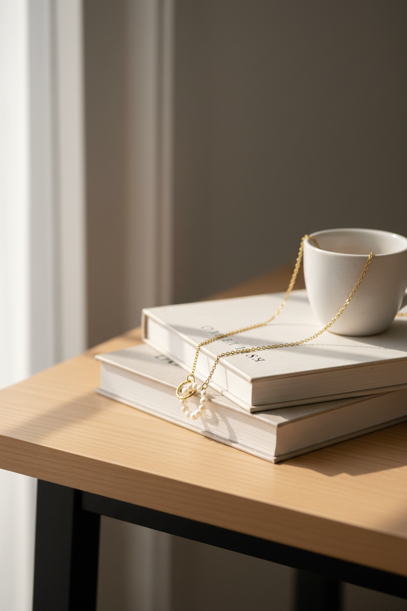 Eterna Pearl Circle Gold Necklace
