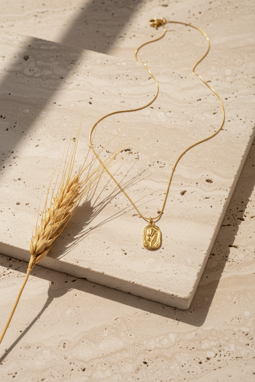 Golden Bloom Tulip Pendant Necklace