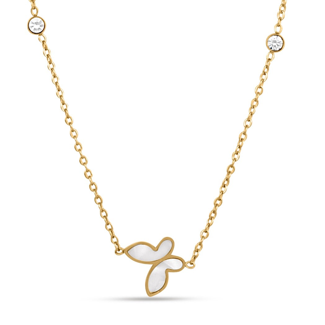 Butterfly Charm Necklace With Stones