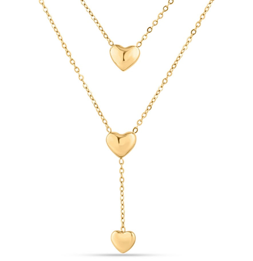 Trendy Double Chain Heart Necklace
