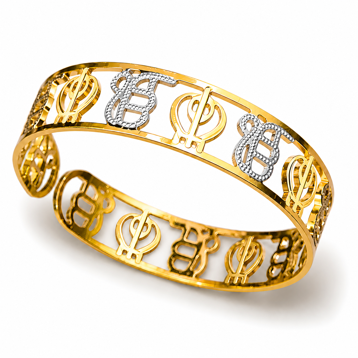 KHANDA (☬) and EK ONKAR (ੴ ) GOLD PLATED UNISEX BRACLATE